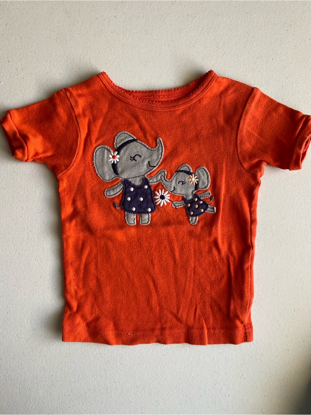 Carter's Orange Elephant Applique Short Sleeve Tee Shirt 18M